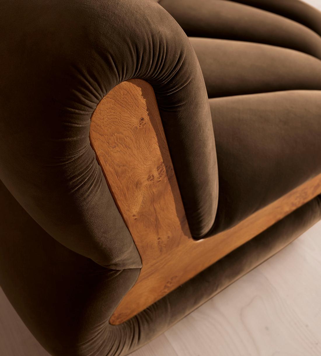 Noelle Sectional Curved Armchair - Velvet Chocolate Brown - US - Images - Image 7