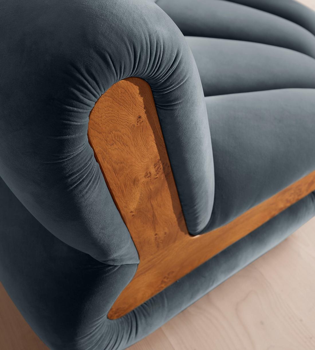 Noelle Sectional Curved Armchair - Velvet Grey Blue - US - Images - Image 7
