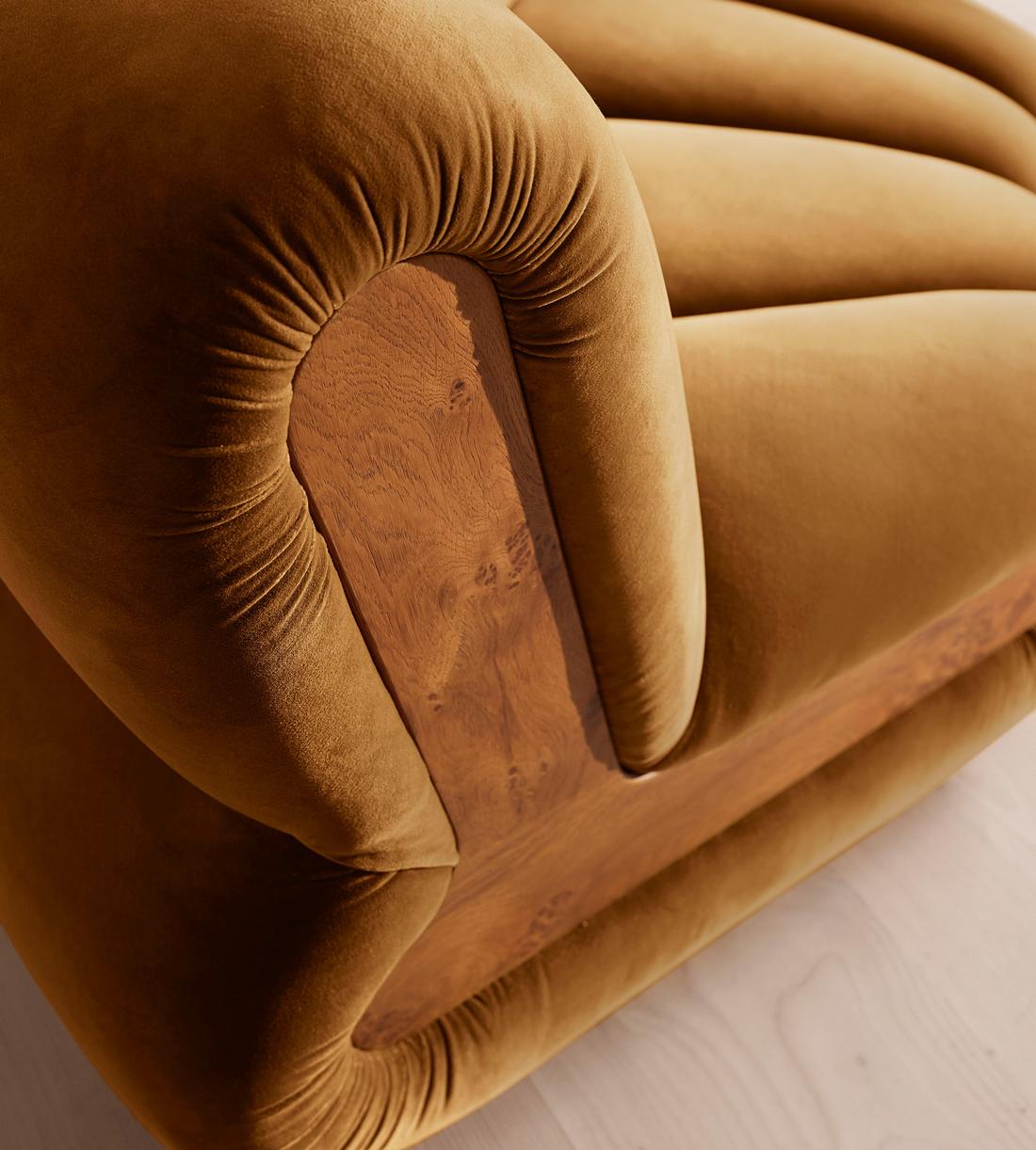 Noelle Sectional Curved Armchair - Velvet Mustard - US - Images - Image 7