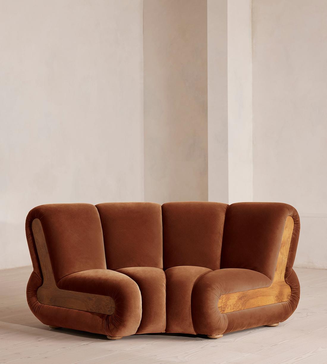 Noelle Sectional Curved Armchair - Velvet - Cinnamon - US - Listing - Image 1