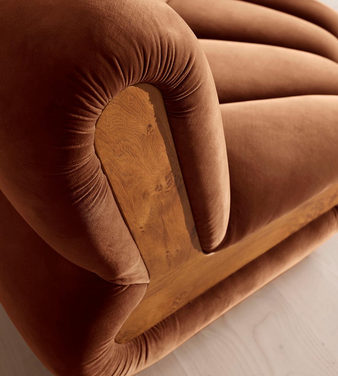 Noelle Sectional Curved Armchair - Velvet - Cinnamon - US - Images - Image 7