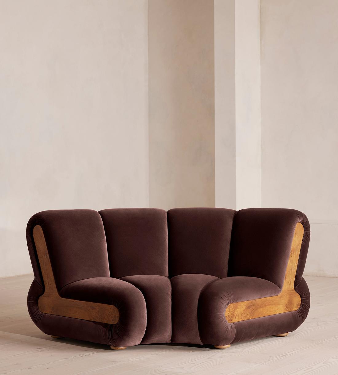 Noelle Sectional Sofa - Curved Module - Velvet - Aubergine - US - Image 1