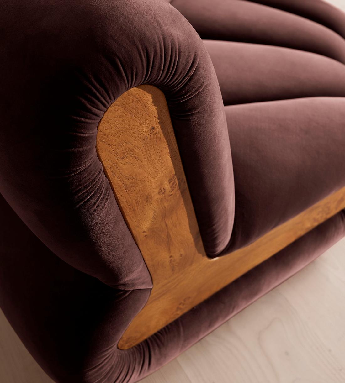 Noelle Sectional Sofa - Curved Module - Velvet - Aubergine - US - Image 7