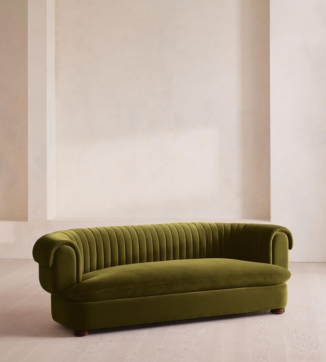 Rava Three Seater Sofa - Velvet - Olive - US - Listing - Image 2