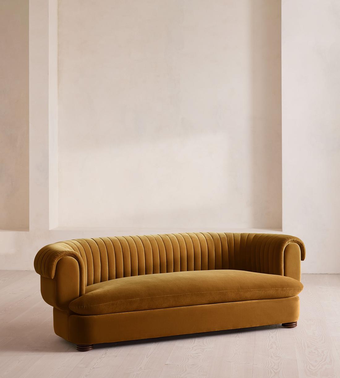 Rava Three Seater Sofa - Velvet - Mustard - US - Listing - Image 2