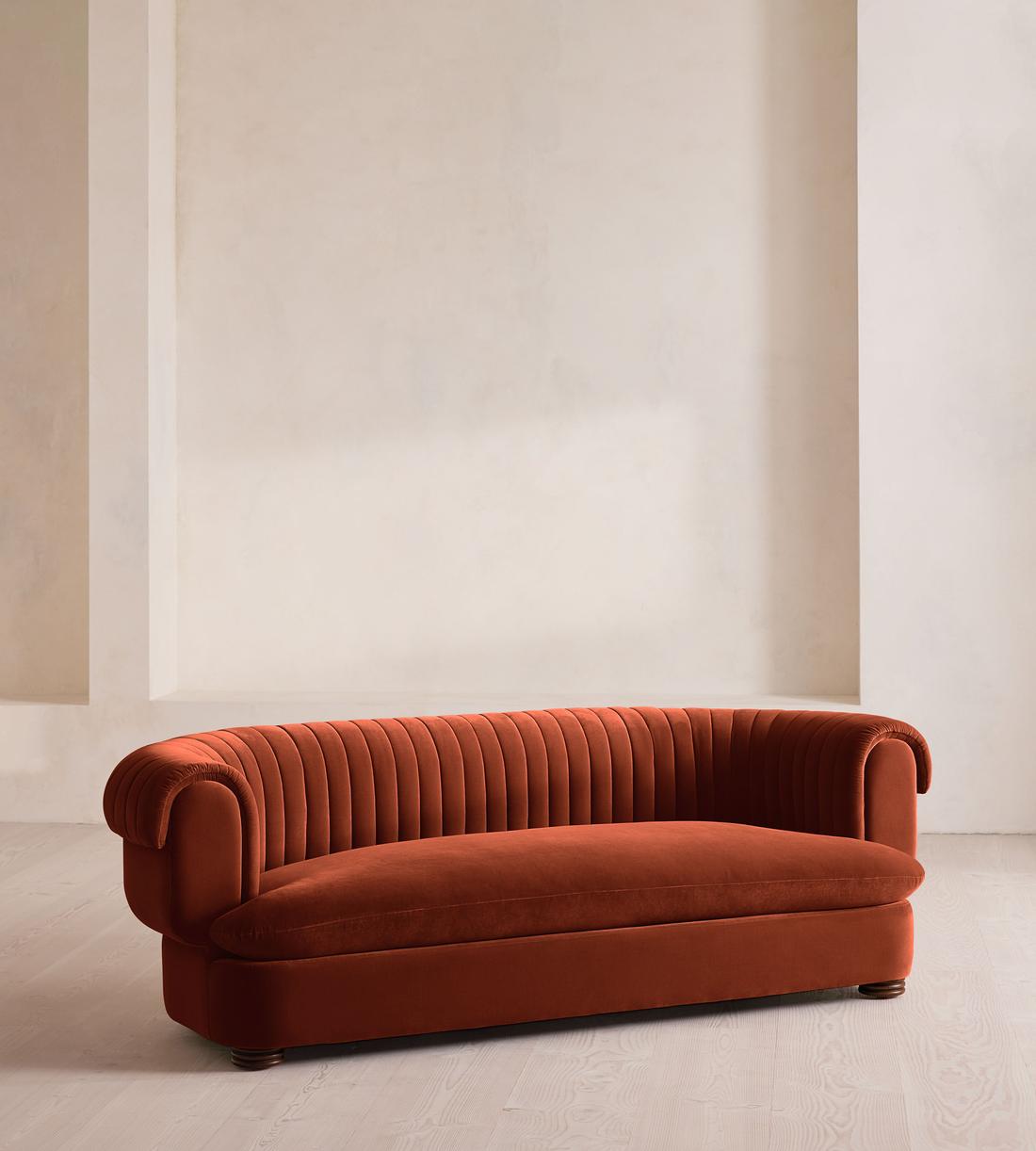 Rava Three Seater Sofa - Velvet - Rust - US - Listing - Image 2