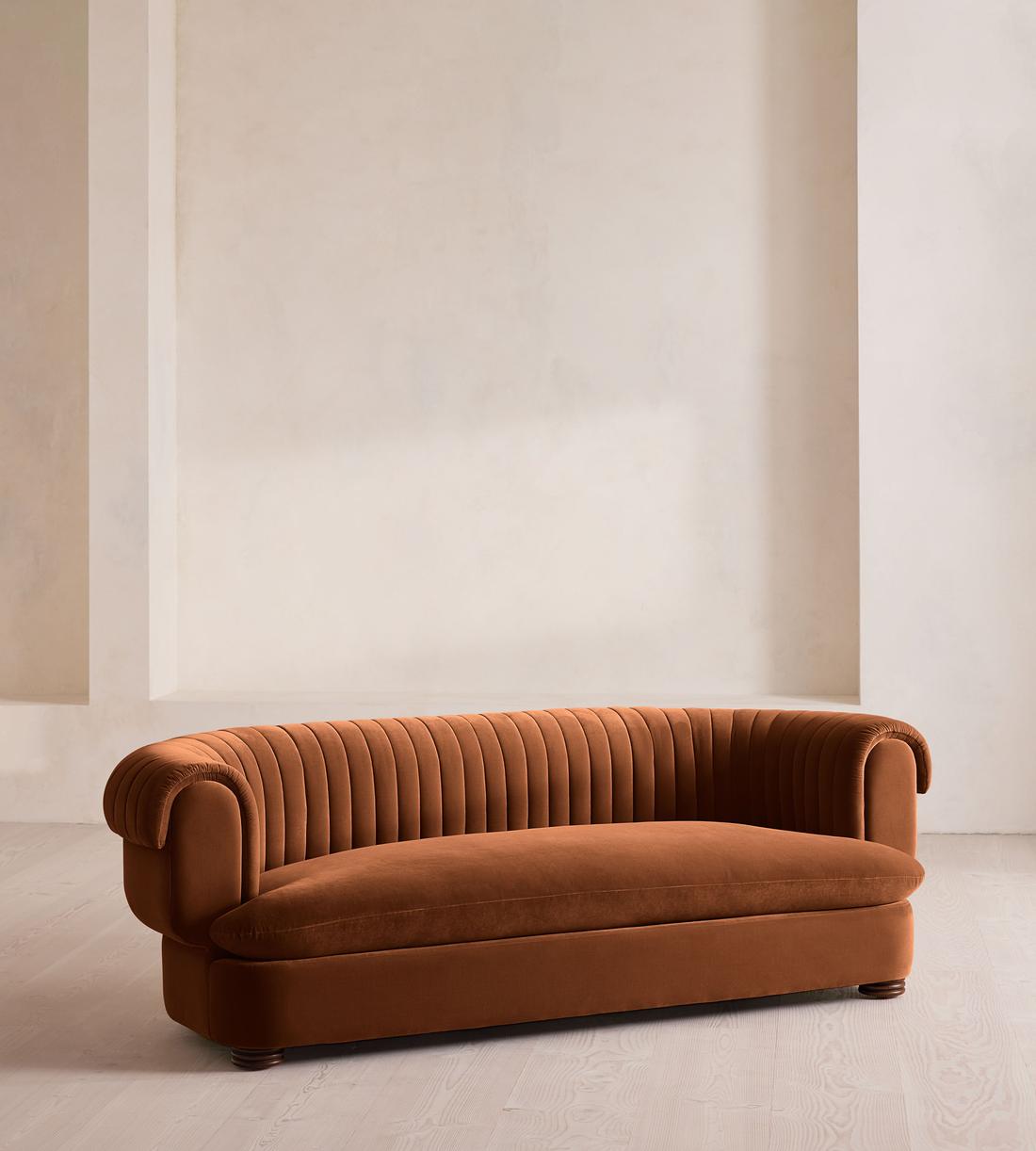 Rava Three Seater Sofa - Velvet - Cinnamon - UK - Listing - Image 2