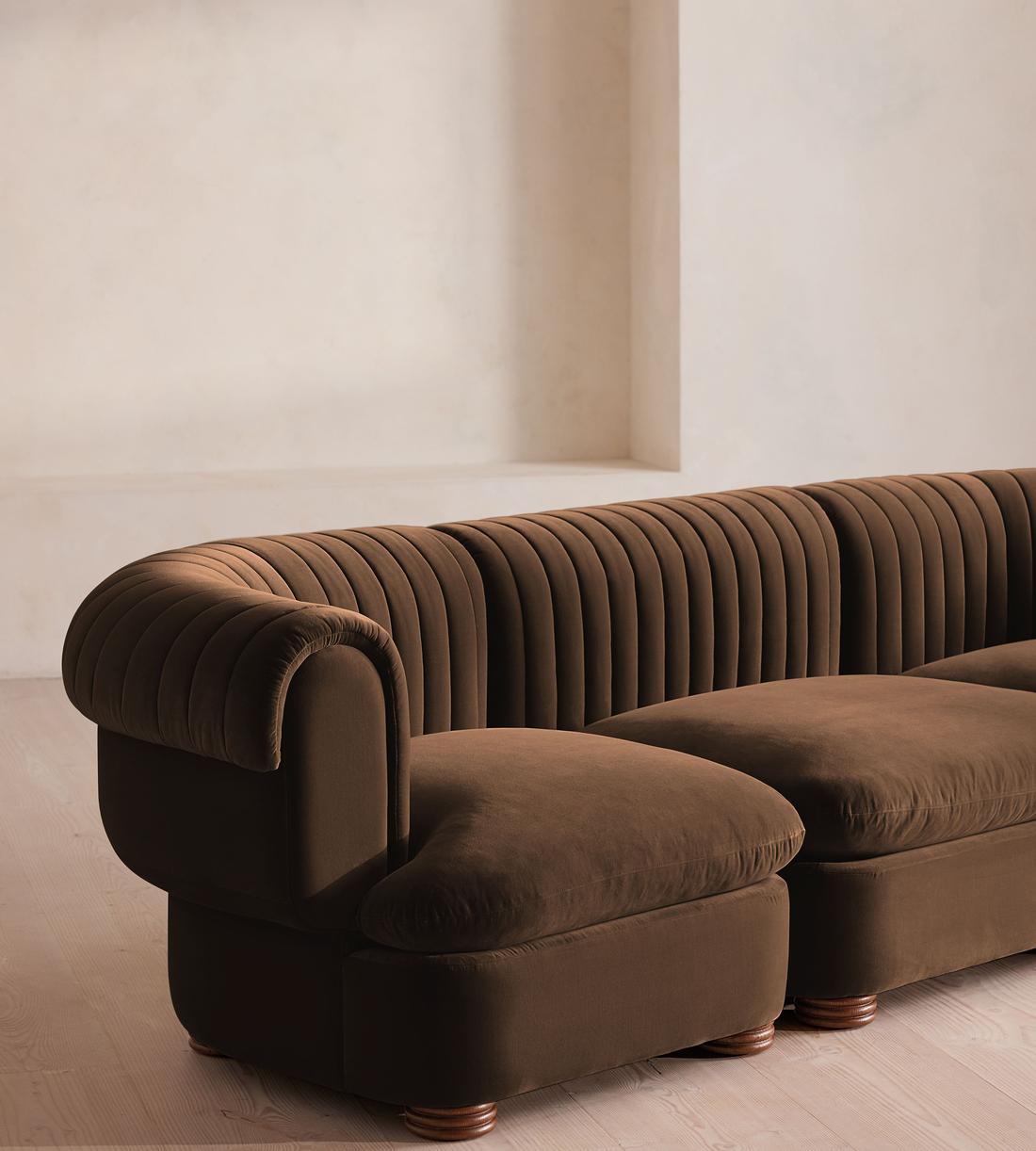 Rava Sectional Sofa - Four Seater - Velvet - Chocolate - US - Images - Image 5