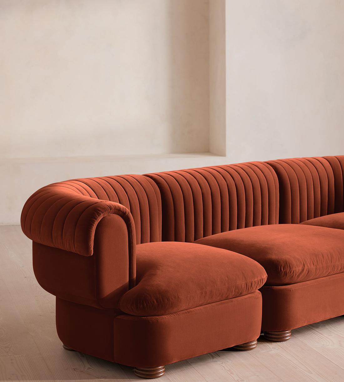 Rava Sectional Sofa - Four Seater - Velvet - Rust US - Images - Image 5