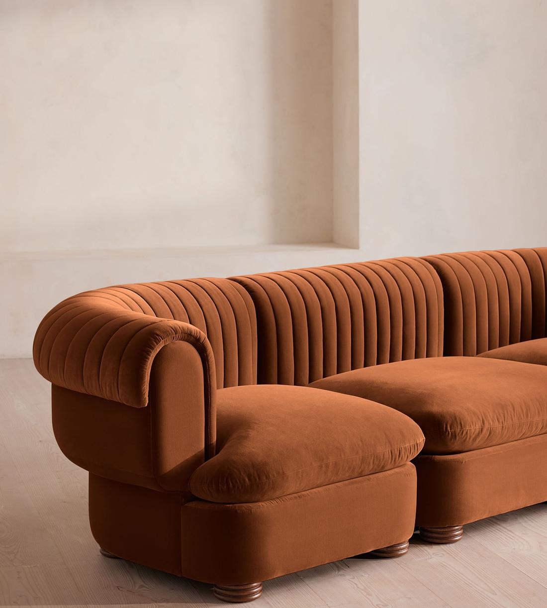 Rava Sectional Sofa - Four Seater - Velvet - Cinnamon - US - Images - Image 5