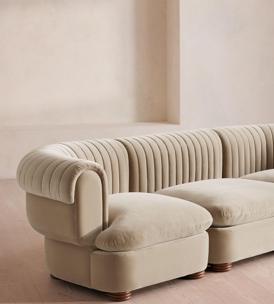 Rava Sectional Sofa - Four Seater - Velvet - Oyster - US - Images - Image 5