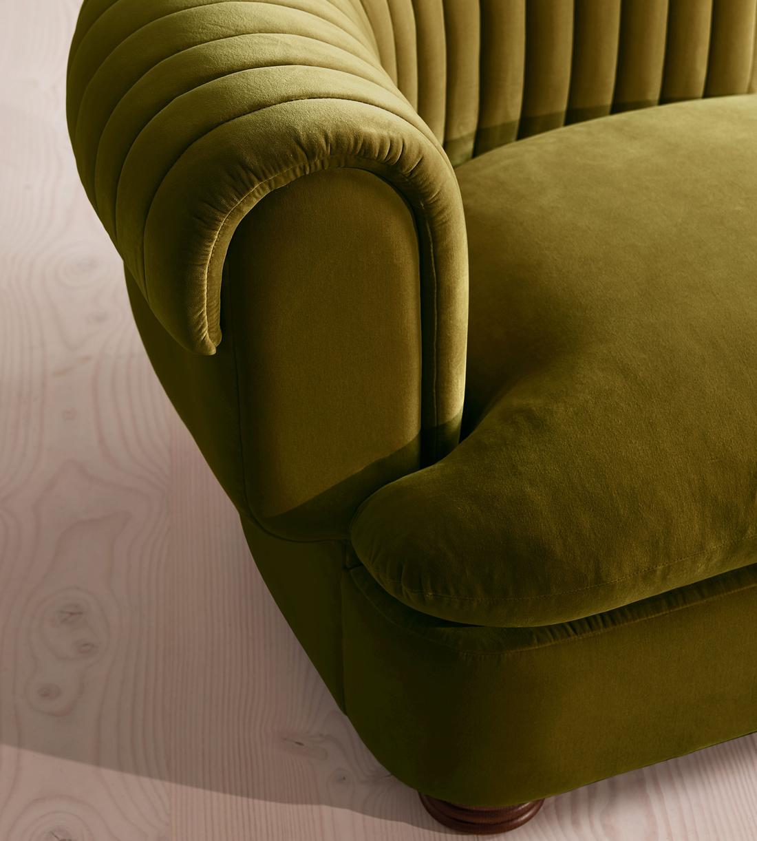 Rava Modular Sofa - Left Arm Module - Velvet - Olive - Image 5