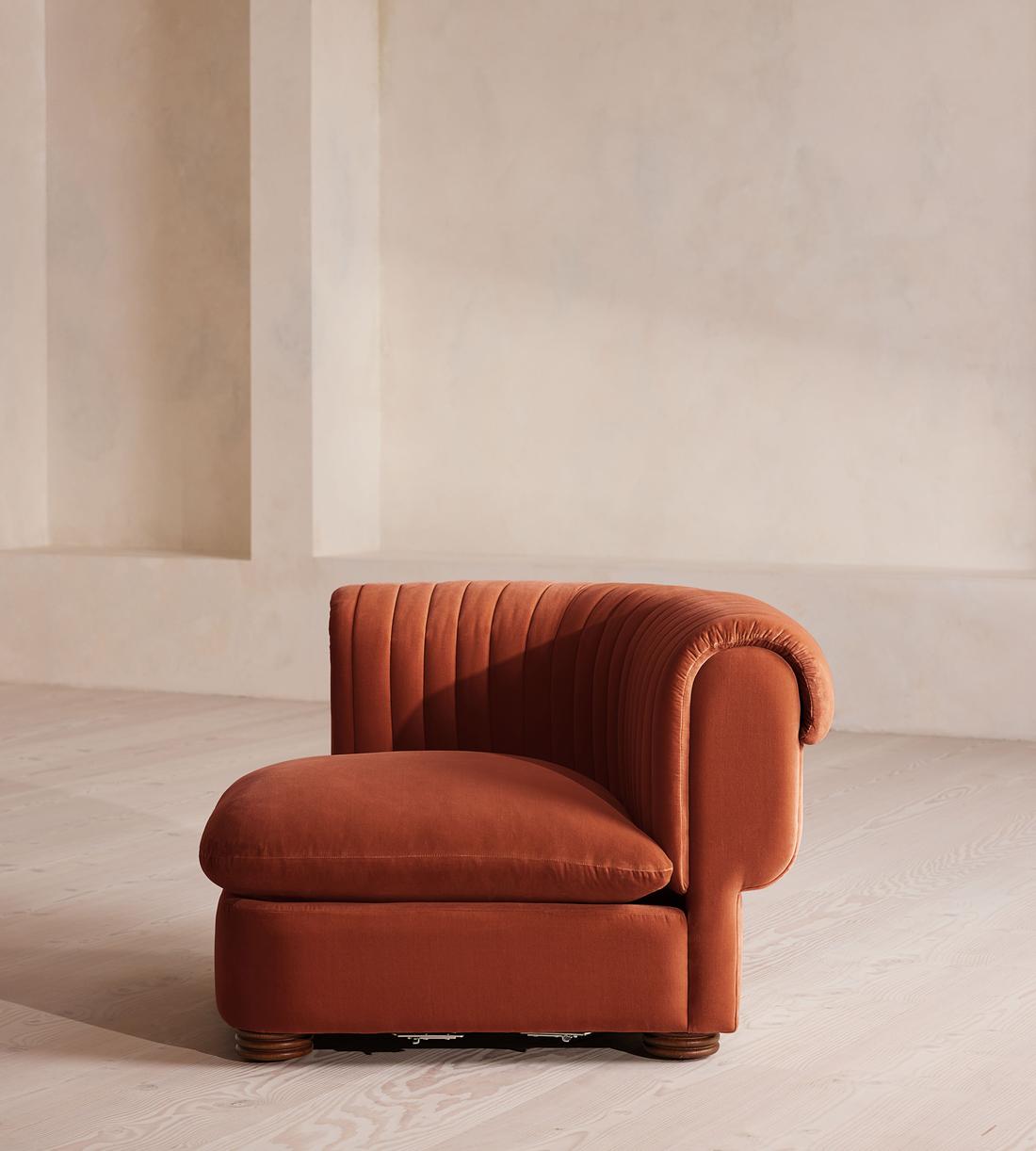 Rava Modular Sofa - Left Arm Module - Velvet - Rust - Image 3