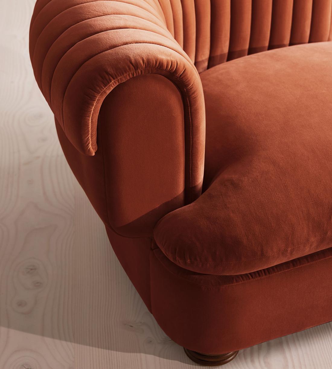Rava Modular Sofa - Corner Module - Velvet - Rust - Image 5