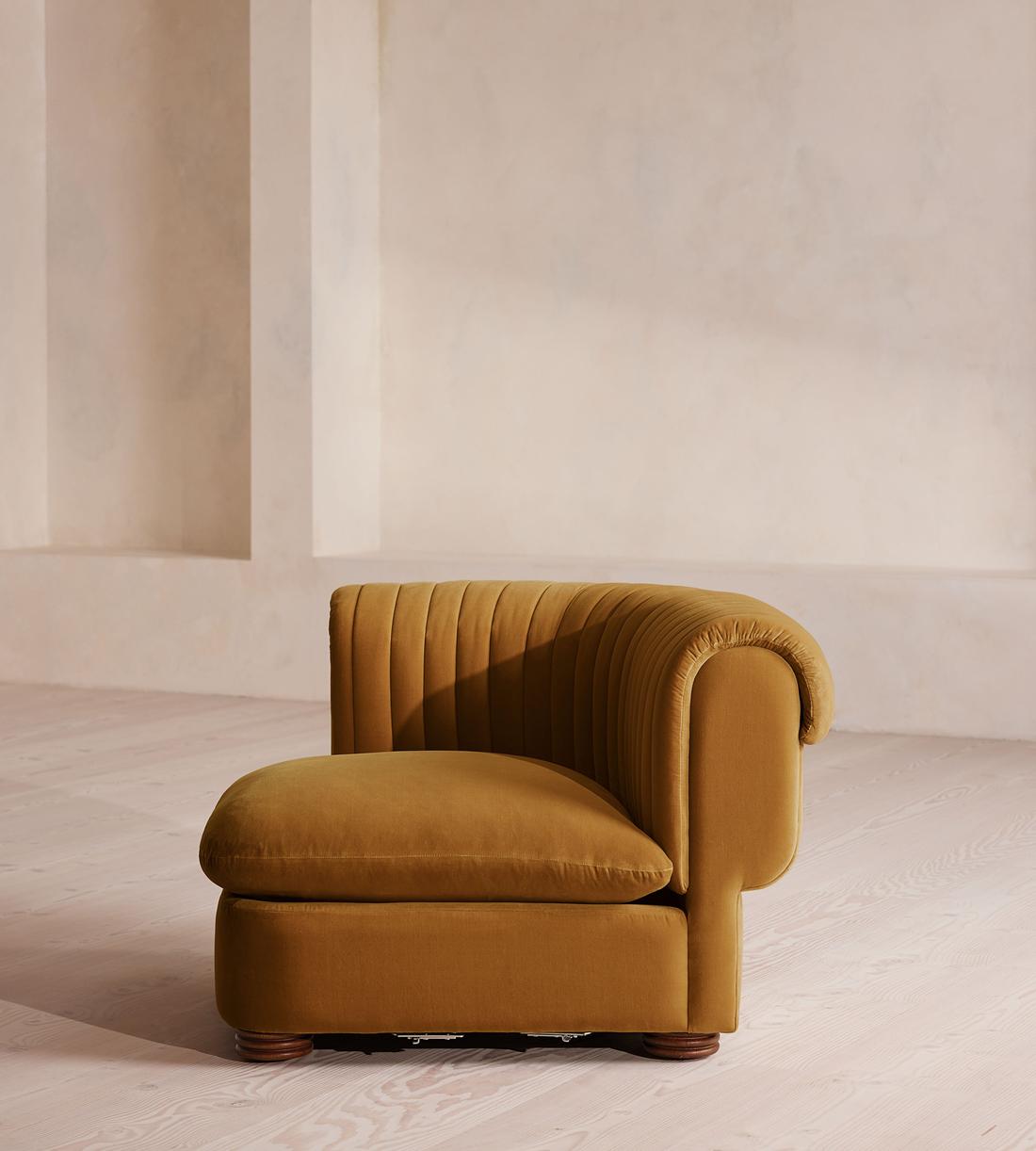Rava Modular Sofa - Left Arm Module - Velvet - Mustard - Image 3