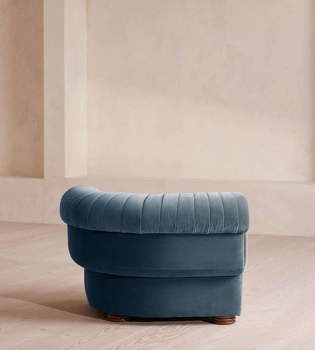 Rava Modular Sofa - Left Arm Module - Velvet - Grey Blue - Image 9