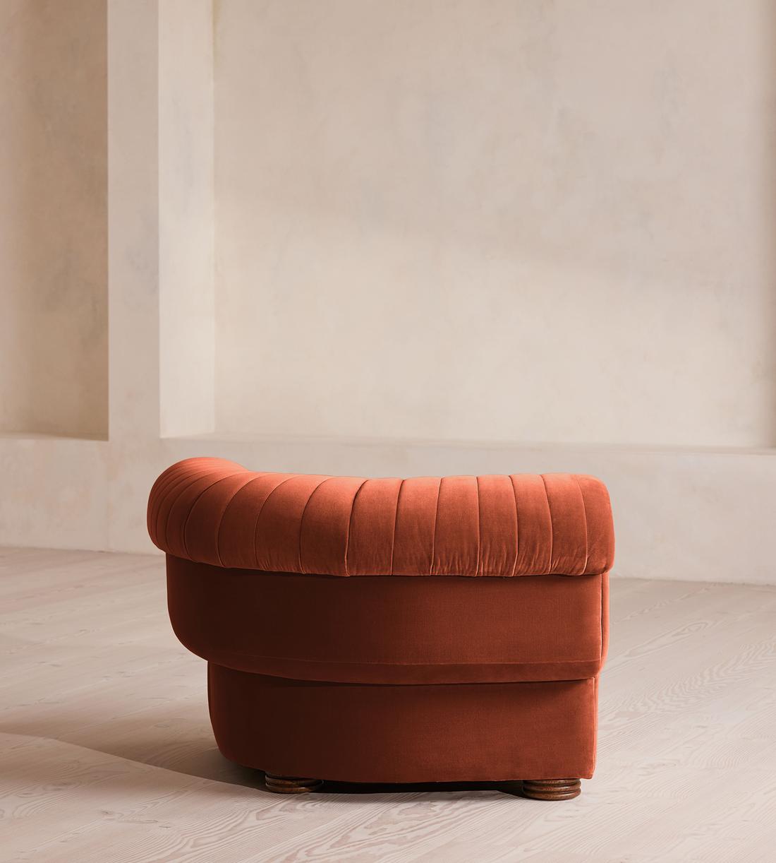 Rava Modular Sofa - Left Arm Module - Velvet - Rust - Image 9