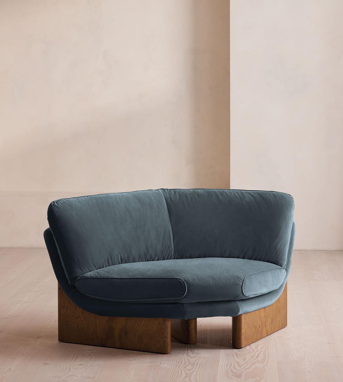 Tellis Corner Chair - Velvet - Grey Blue - US - Listing - Image 2
