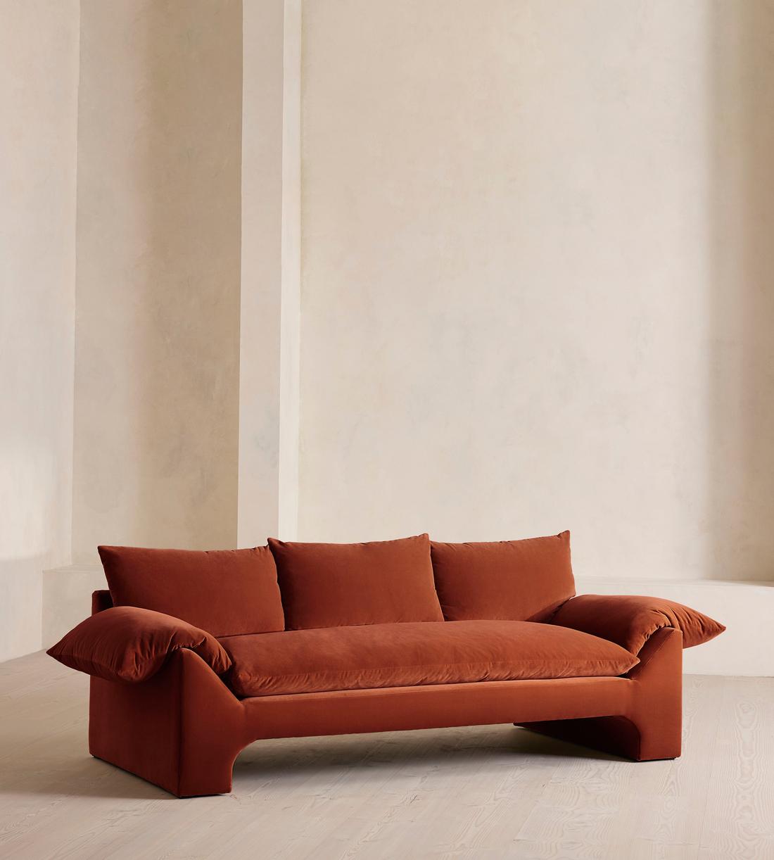 Wyatt Three Seater Sofa - Velvet - Rust - Listing - Image 3