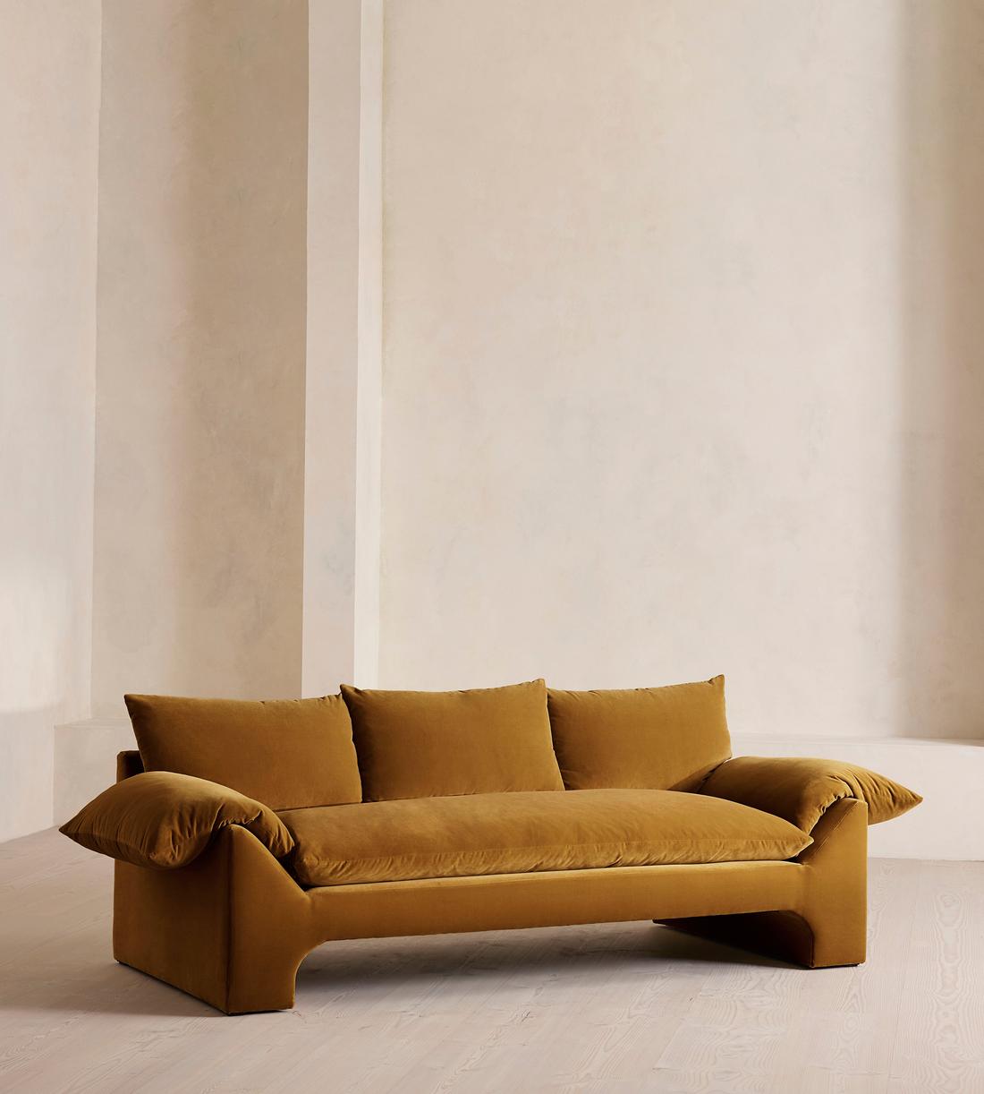 Wyatt Three Seater Sofa - Velvet - Mustard - Listing - Image 2