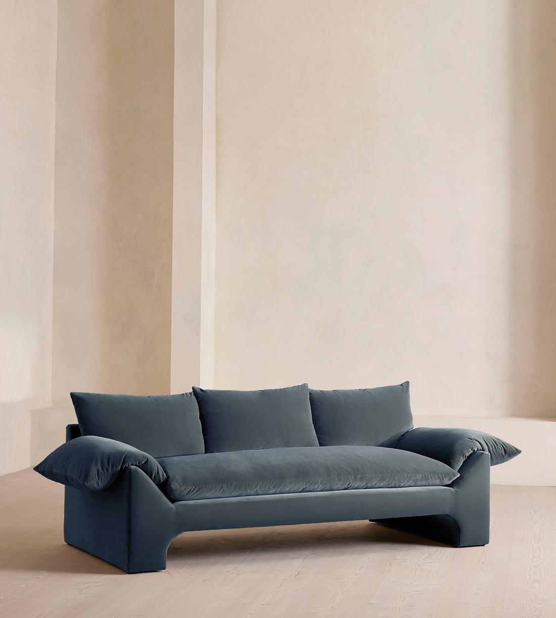 Wyatt Three Seater Sofa - Velvet - Grey Blue - Listing - Image 2
