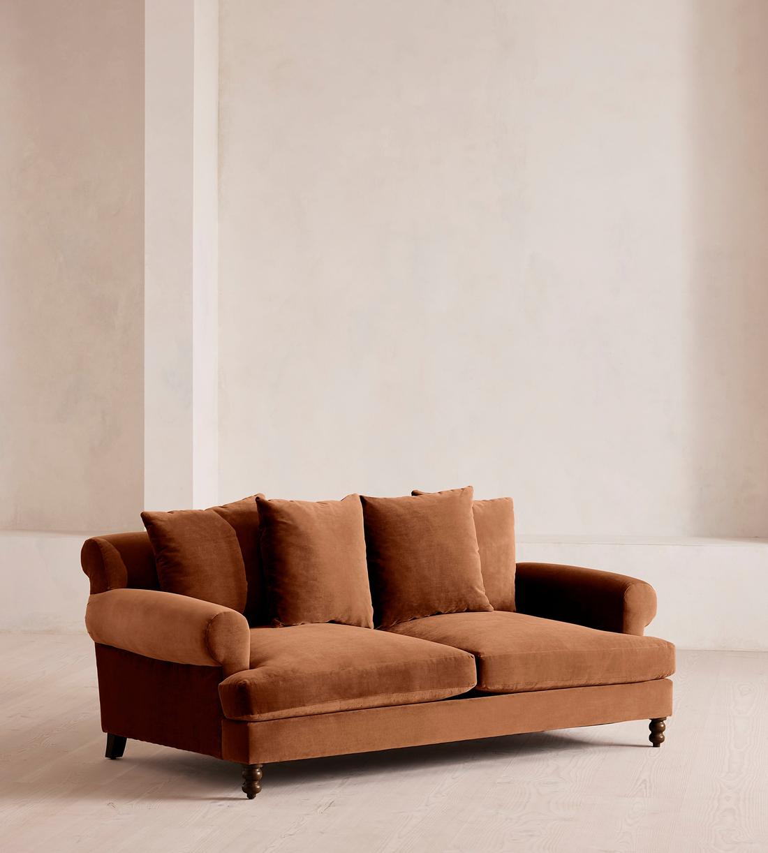 Audrey Two Seater Sofa - Velvet - Cinnamon - UK - Listing - Image 2