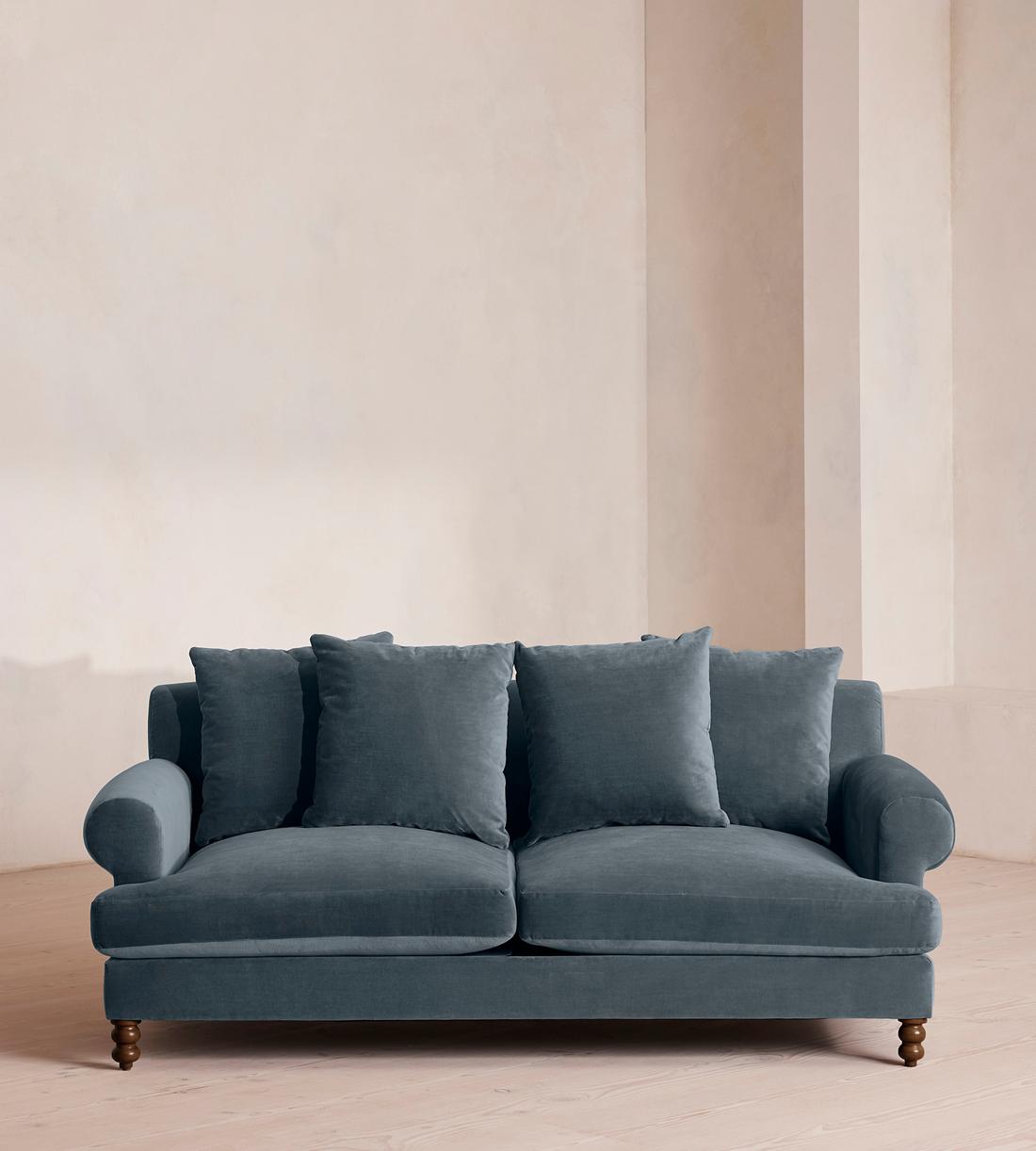 Audrey Two Seater Sofa - Velvet - Grey Blue - Listing - Image 2