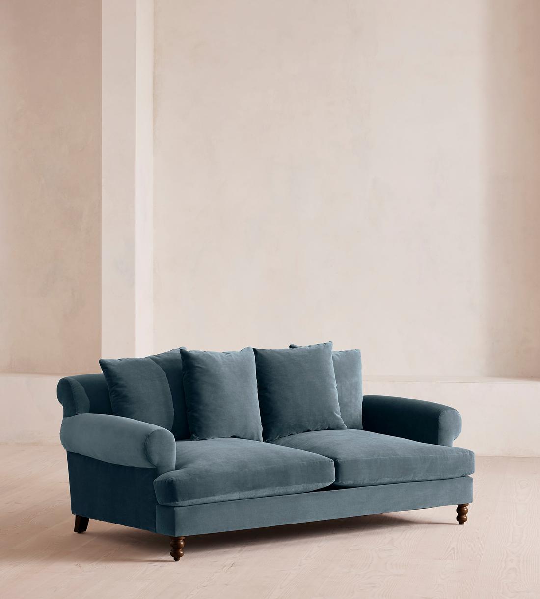 Audrey Two Seater Sofa - Velvet - Grey Blue - Listing - Image 3