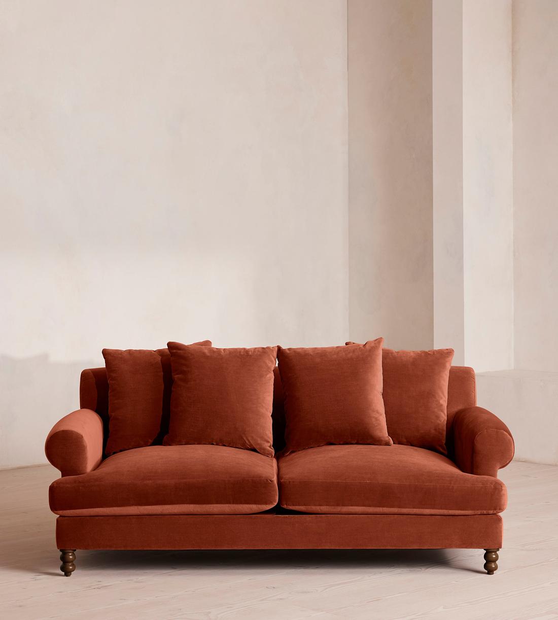 Audrey Two Seater Sofa - Velvet - Rust - US - Listing - Image 1