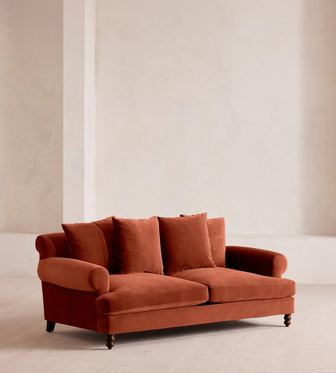 Audrey Two Seater Sofa - Velvet - Rust - US - Listing - Image 2