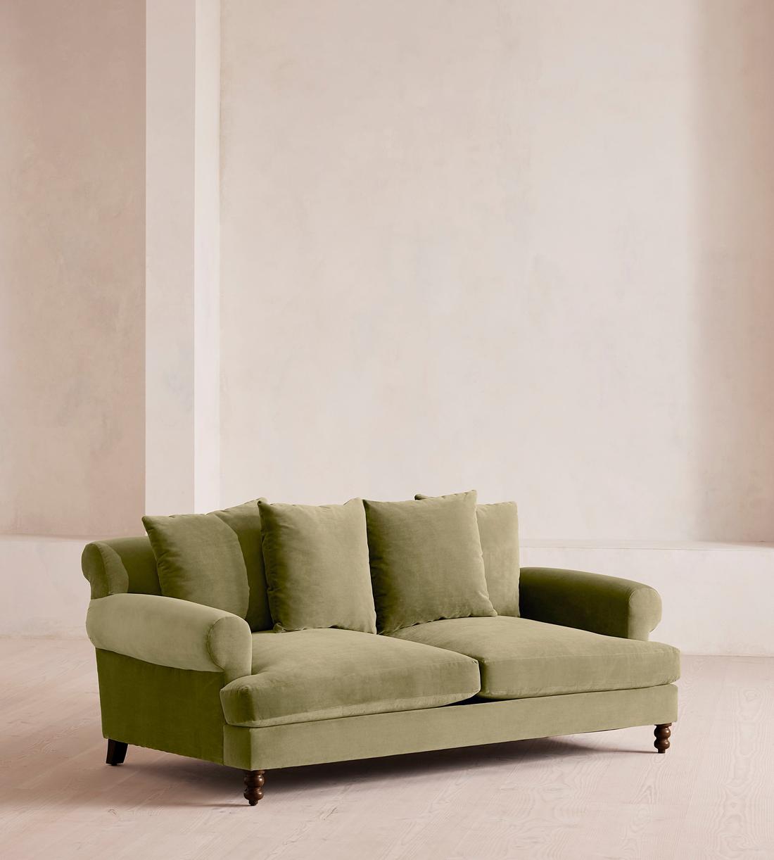 Audrey Two Seater Sofa - Velvet - Lichen - US - Listing - Image 2