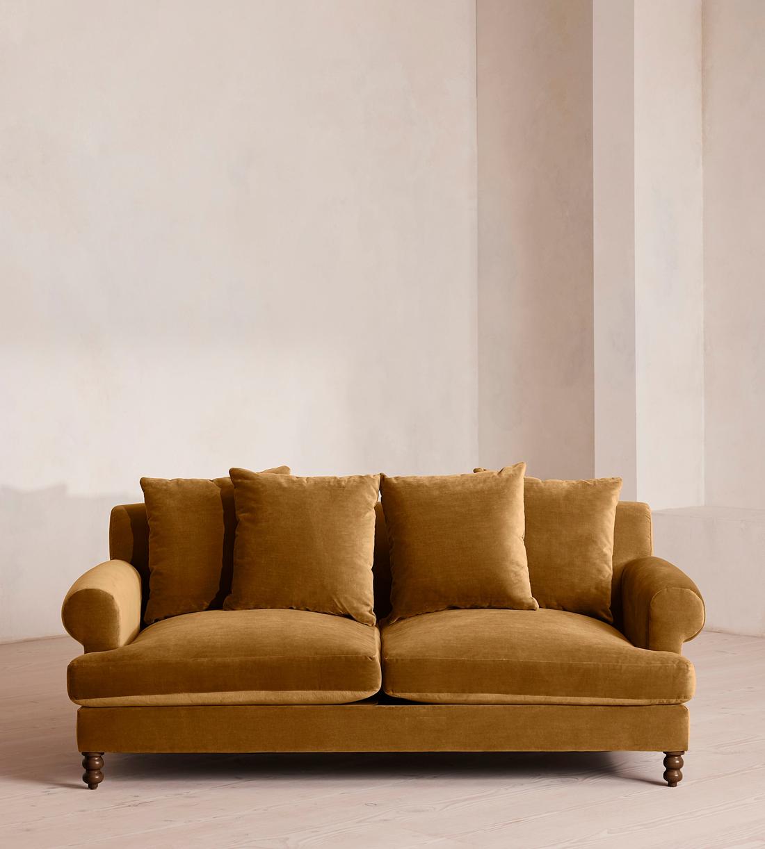Audrey Two Seater Sofa - Velvet - Mustard - US - Listing - Image 1