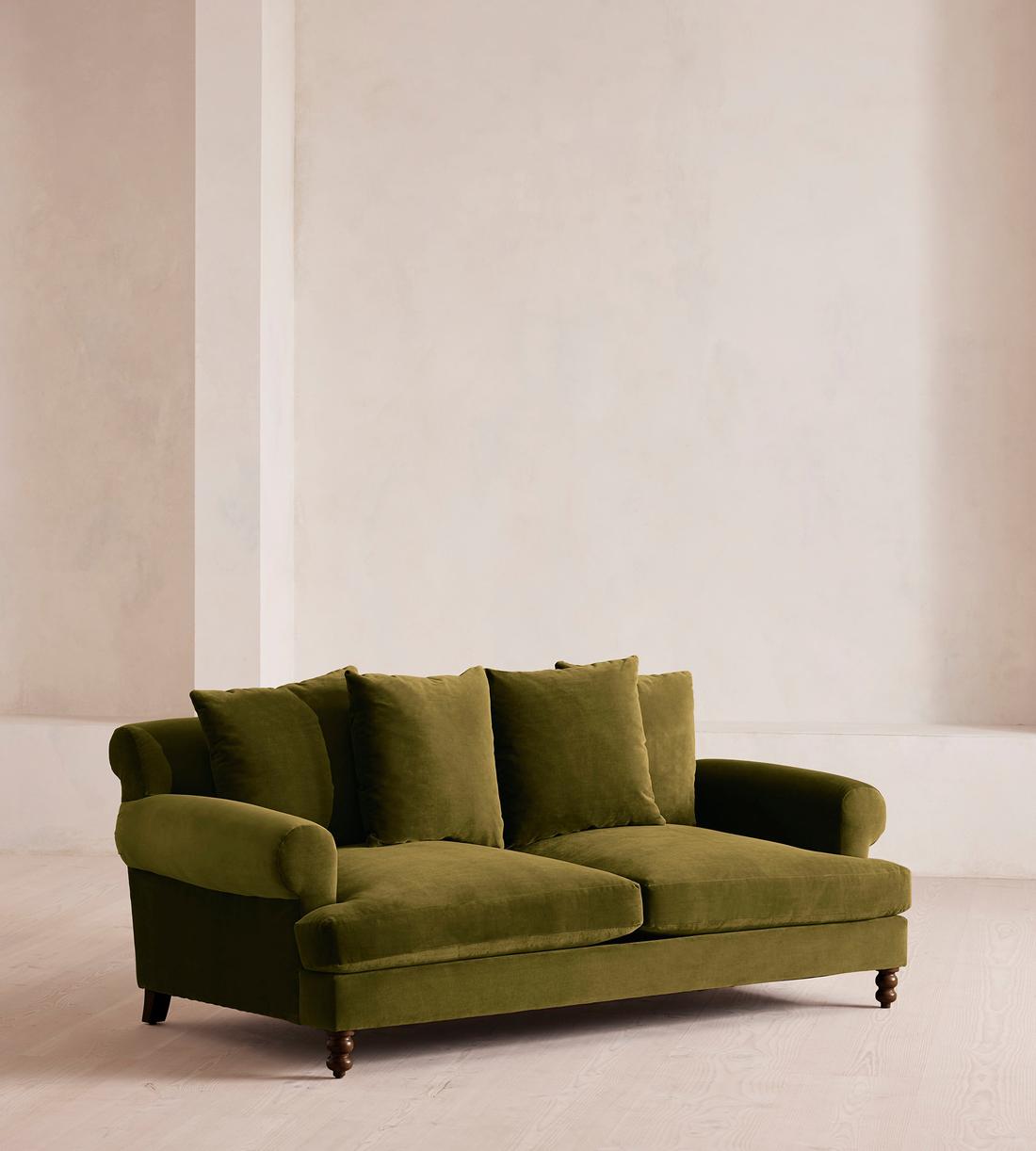 Audrey Two Seater Sofa - Velvet - Olive - Listing - Image 2
