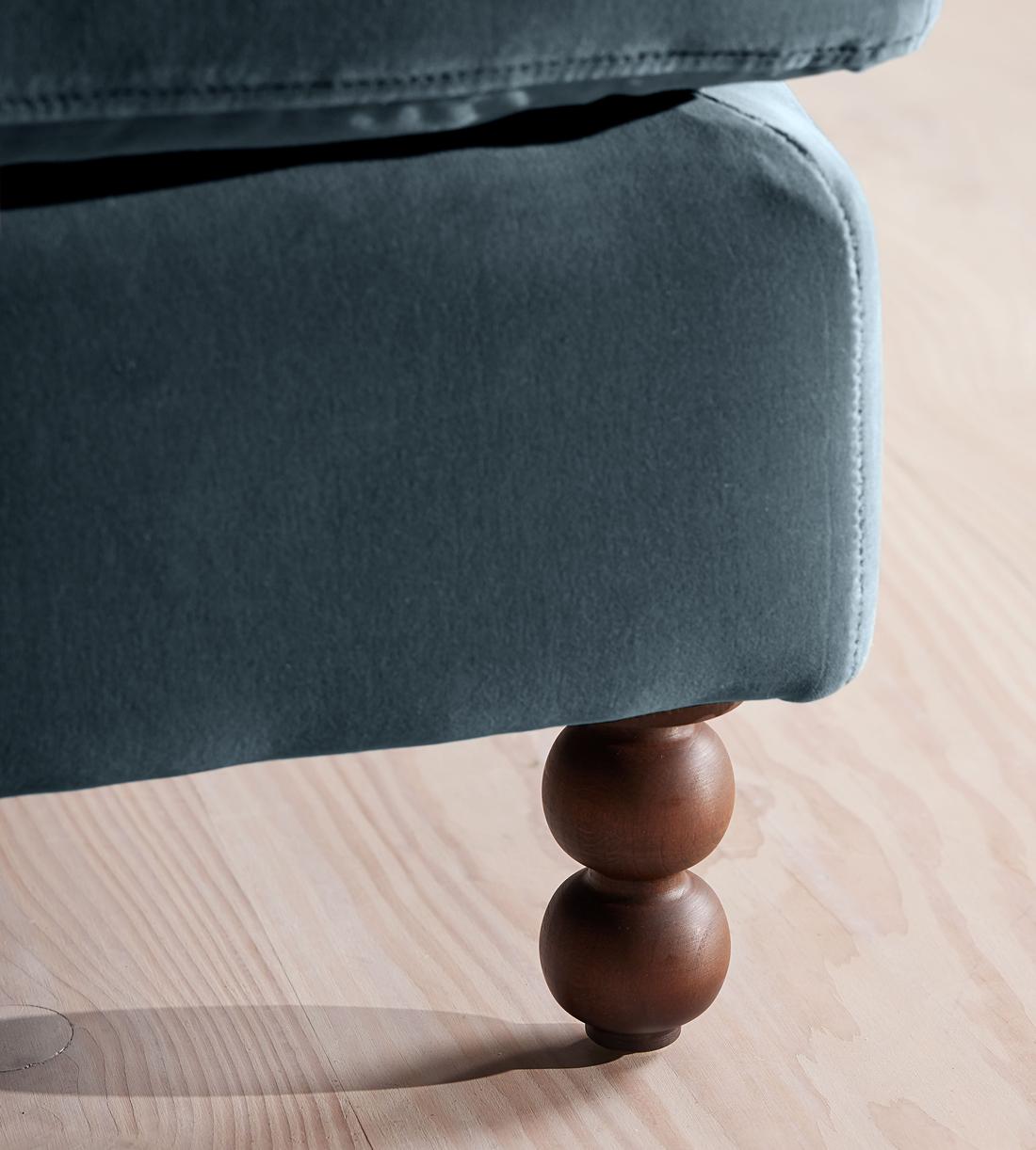 Audrey Rectangle Ottoman - Velvet - Grey Blue - Images - Image 5