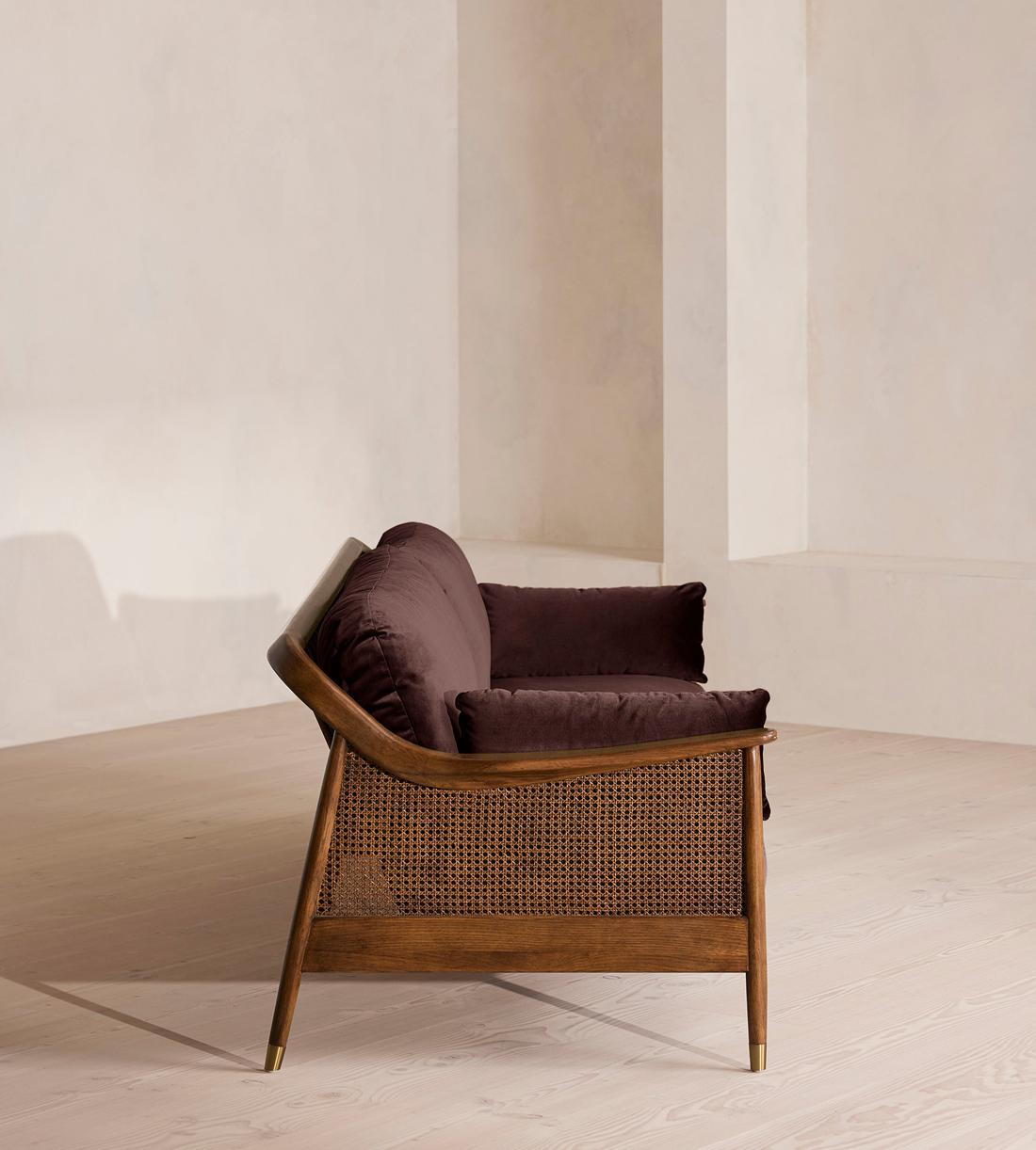 Atlanta Four Seater Sofa - Velvet - Aubergine - US - Images - Image 3