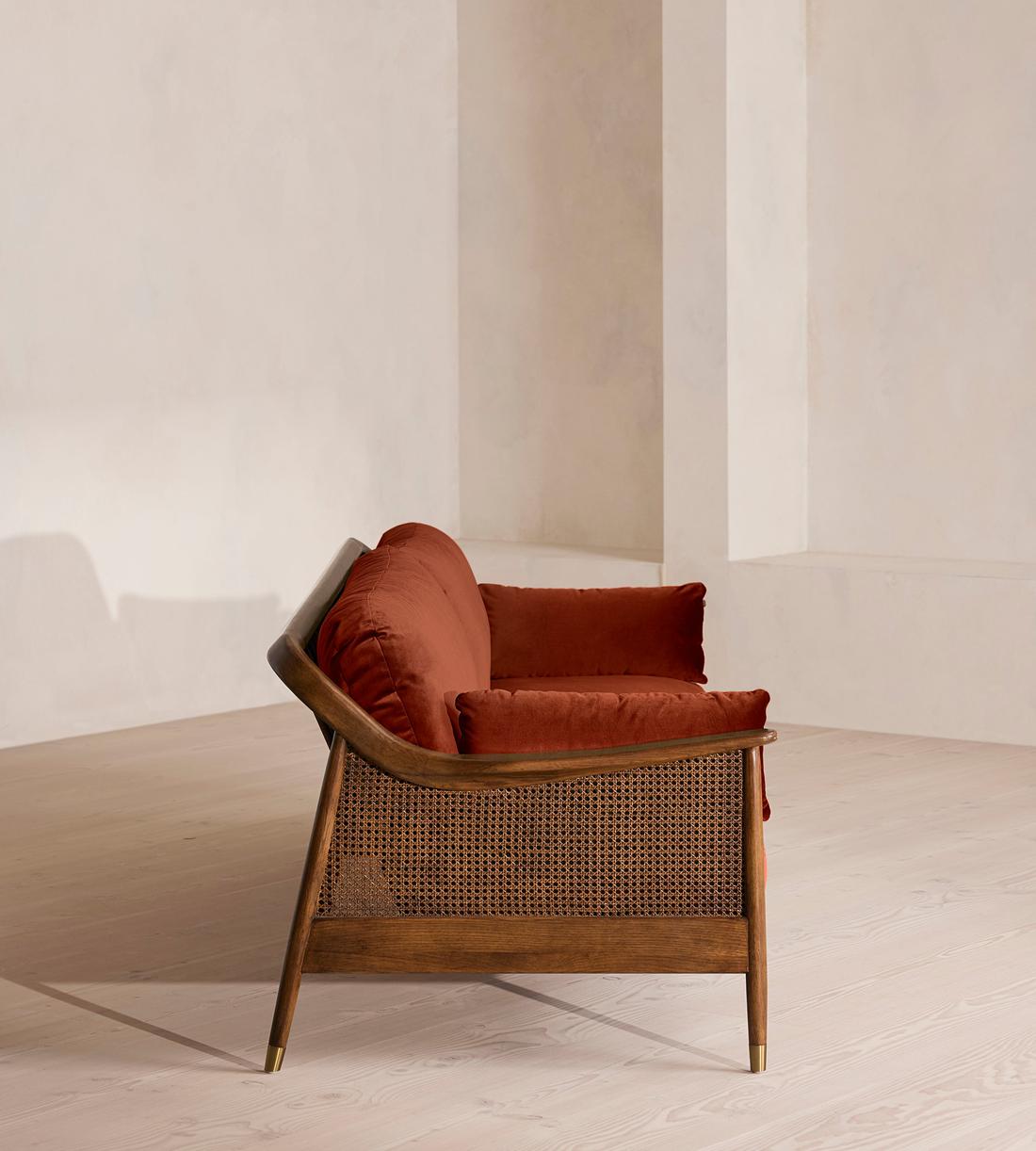 Atlanta Four Seater Sofa - Velvet - Rust - US - Images - Image 3