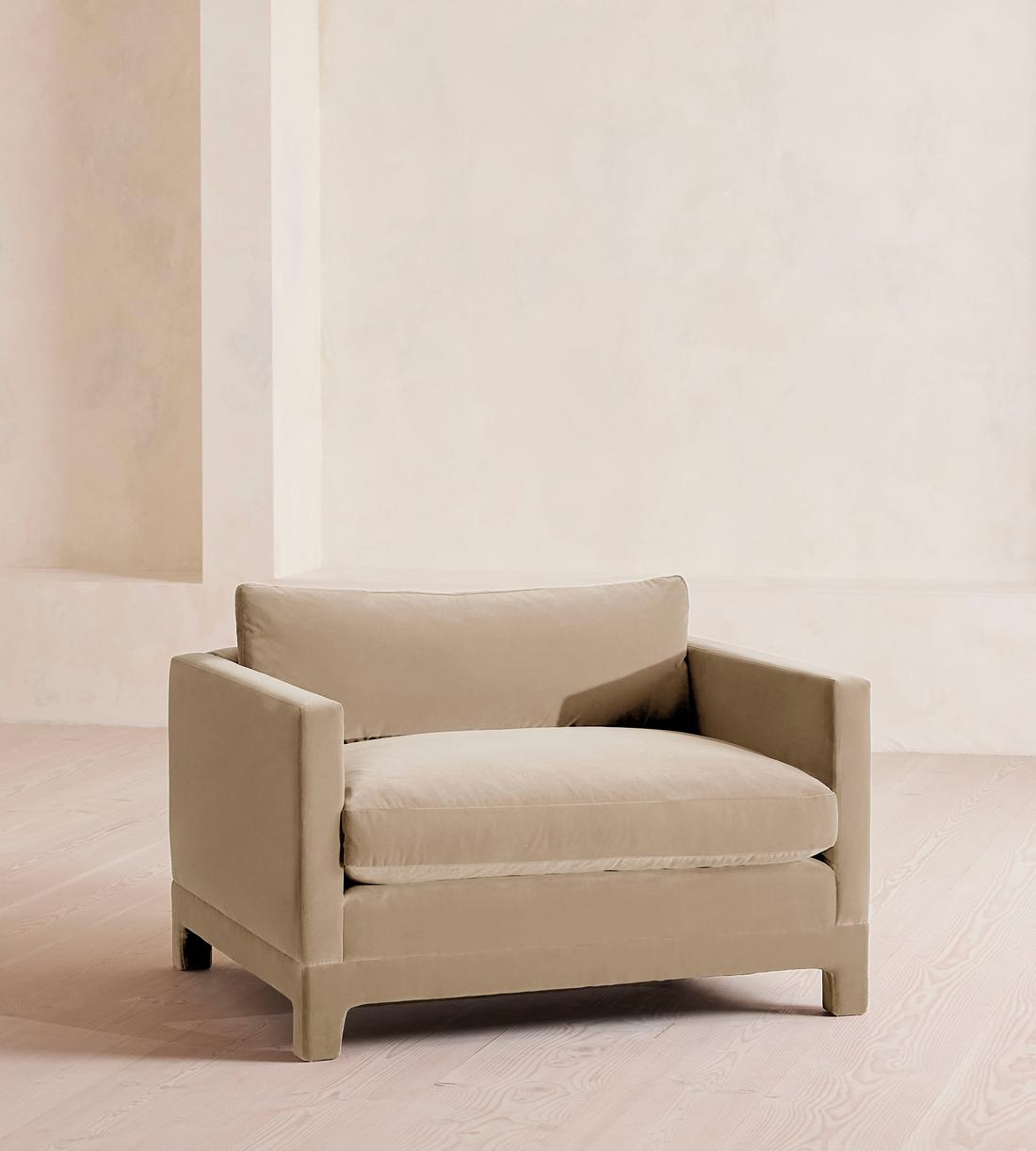Ashford Loveseat Sofa - Velvet - Oyster - UK - Listing - Image 1