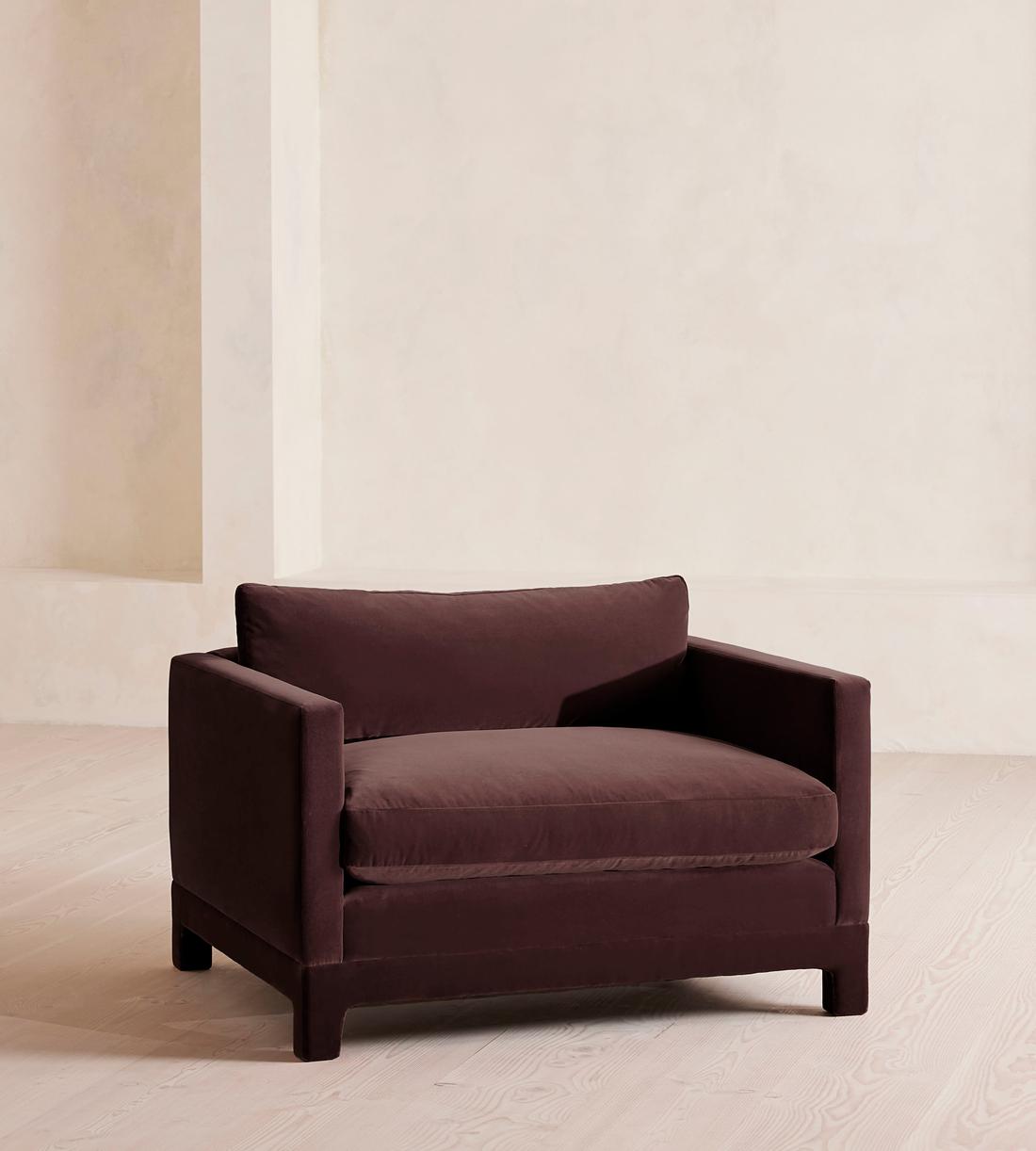 Ashford Loveseat Sofa - Velvet - Aubergine - UK - Listing - Image 1