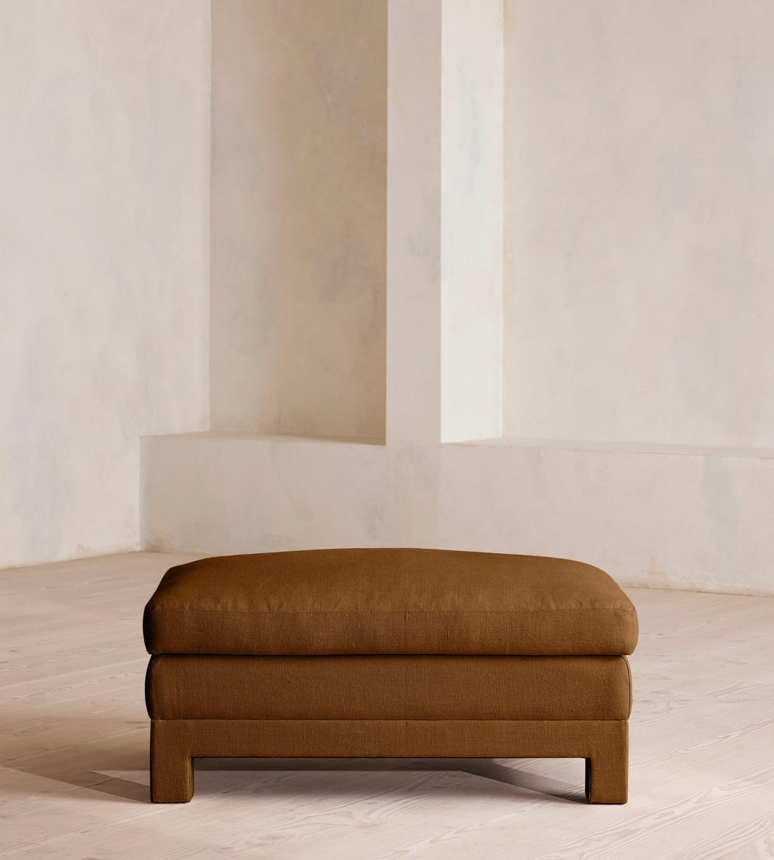 Ashford Ottoman - Linen - Terracotta - UK - Listing - Image 2