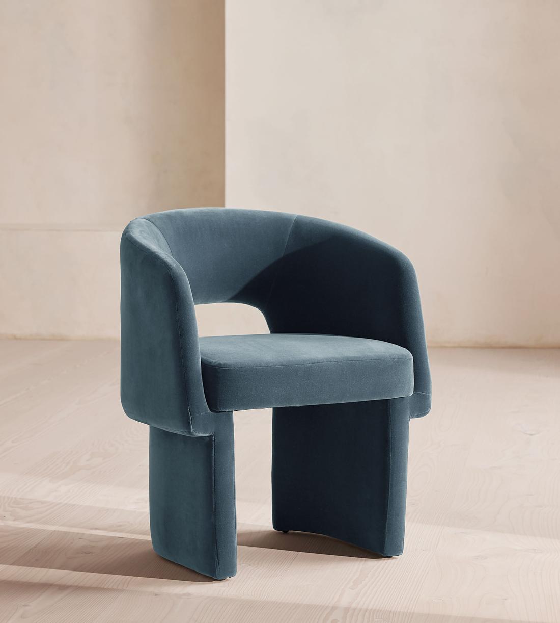 Morrell Dining Chair - Velvet - Grey Blue - US - Listing - Image 1