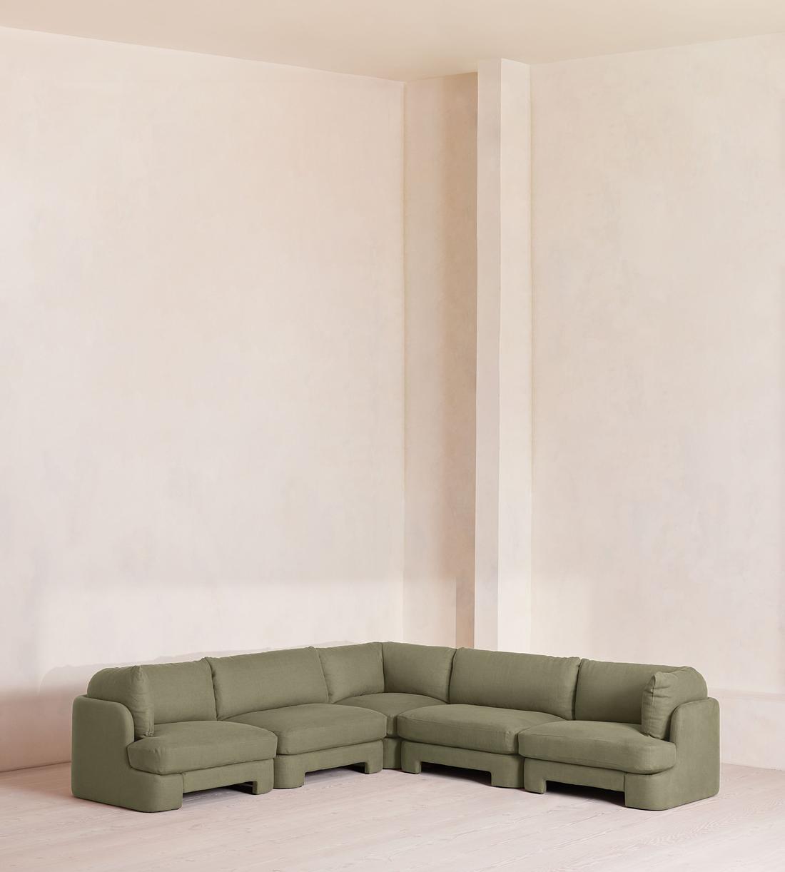 Odell Deeper Sit Modular Sofa - Corner Sofa - Linen - Sage - Listing - Image 1