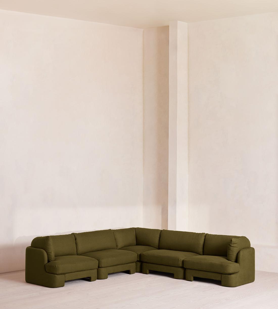 Odell Sectional Sofa - Corner Sofa - Linen - Olive - US - Listing - Image 1