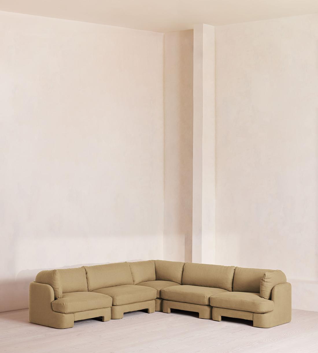 Odell Deeper Sit Modular Sofa - Corner Sofa - Linen - Wheat - Listing - Image 1