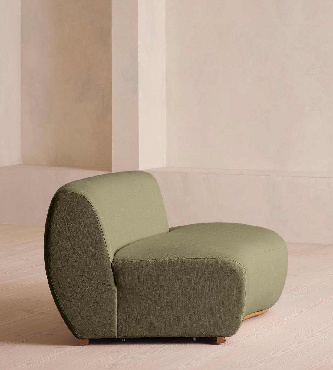 Aline Serpentine Modular Sofa - Middle Section - Linen - Sage - UK - Image 7