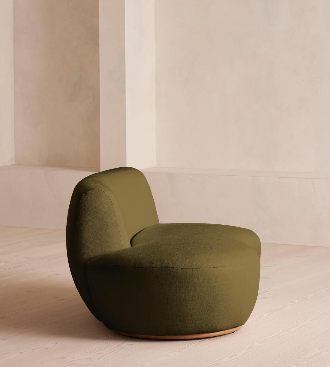 Aline Serpentine Modular Sofa - Middle Section - Linen - Olive - UK - Image 3