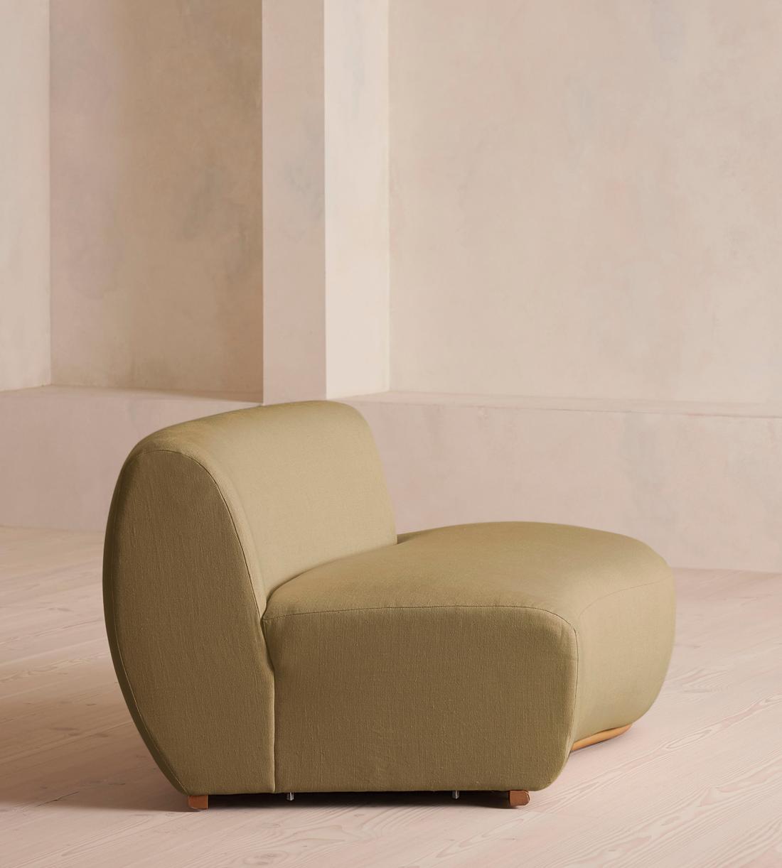 Aline Serpentine Sectional Sofa - Middle Section - Linen - Wheat - US - Image 7