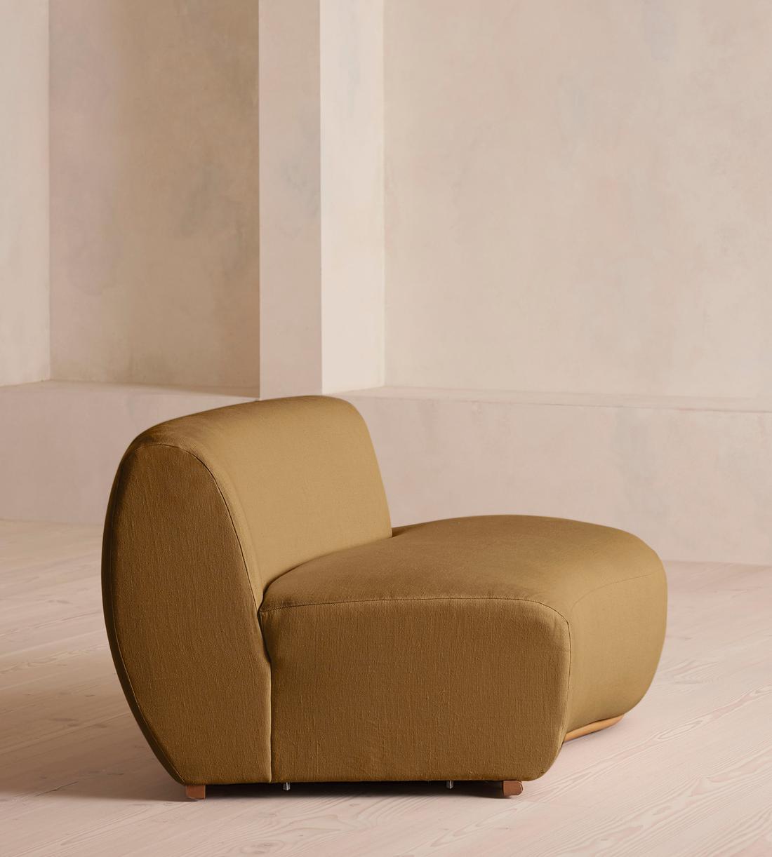 Aline Serpentine Sectional Sofa - Middle Section - Linen - Ochre - US - Image 7