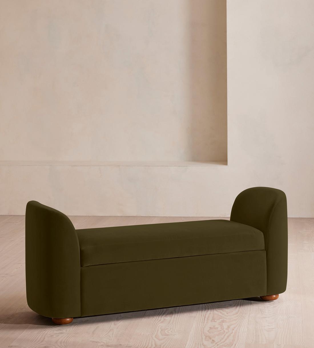 Athena Bench - Velvet - Olive - Listing - Image 1