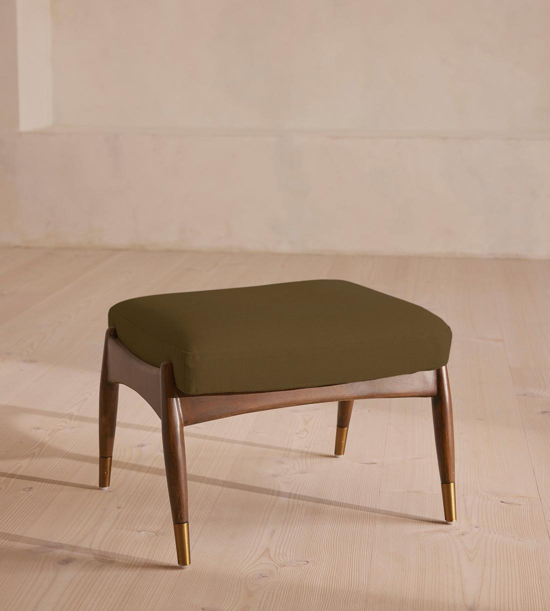 Theodore Footstool - Linen - Olive - US - Listing - Image 1