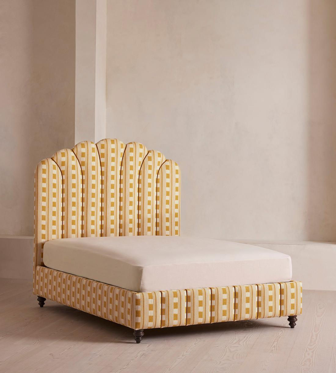 Manette Bed - Emperor - Woven Dotted Stripe - Ochre - Listing - Image 1